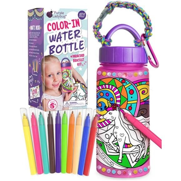 Color Your Own Water Bottle for Girls Crafts -Great Birthday Gifts for 6Year Old - Picture 1 of 6